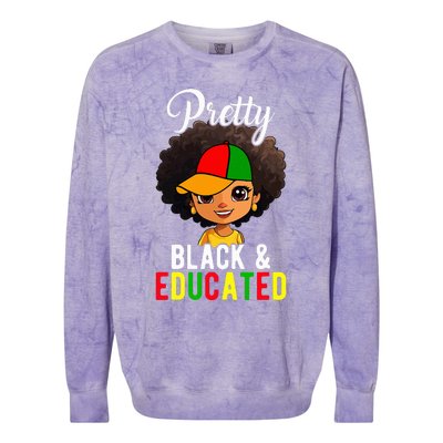 Pretty Black & Educated African American Black History Month Colorblast Crewneck Sweatshirt