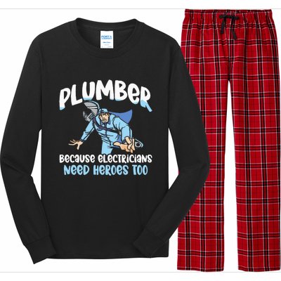 Plumber Because Electricians Need Heroes Too Pipe Plumbing Long Sleeve Pajama Set