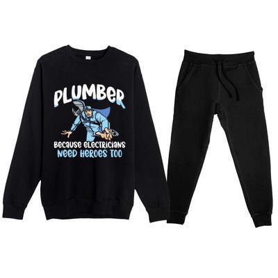 Plumber Because Electricians Need Heroes Too Pipe Plumbing Premium Crewneck Sweatsuit Set