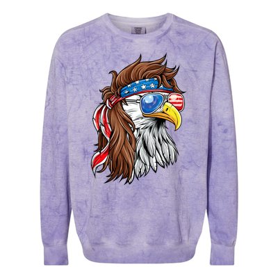 Patriotic Bald Eagle Mullet Usa American Flag 4th Of July Colorblast Crewneck Sweatshirt