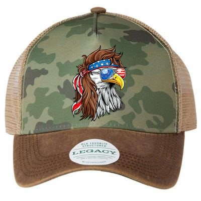 Patriotic Bald Eagle Mullet Usa American Flag 4th Of July Legacy Tie Dye Trucker Hat
