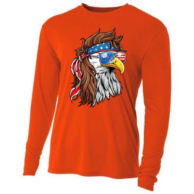 Patriotic Bald Eagle Mullet Usa American Flag 4th Of July Cooling Performance Long Sleeve Crew