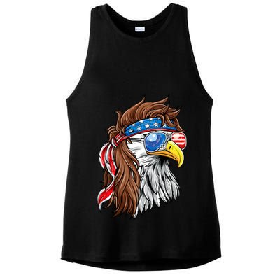 Patriotic Bald Eagle Mullet Usa American Flag 4th Of July Ladies PosiCharge Tri-Blend Wicking Tank