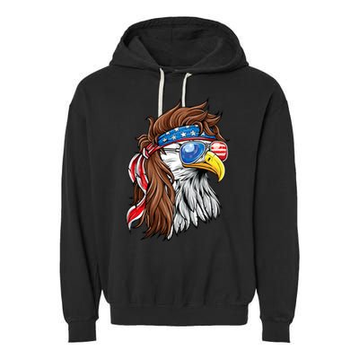 Patriotic Bald Eagle Mullet Usa American Flag 4th Of July Garment-Dyed Fleece Hoodie