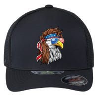 Patriotic Bald Eagle Mullet Usa American Flag 4th Of July Flexfit Unipanel Trucker Cap
