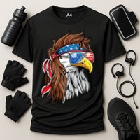 Patriotic Bald Eagle Mullet Usa American Flag 4th Of July Cooling Performance Crew T-Shirt