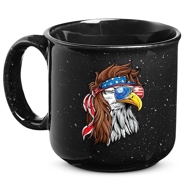 Patriotic Bald Eagle Mullet Usa American Flag 4th Of July 15oz Campfire Ceramic Mug