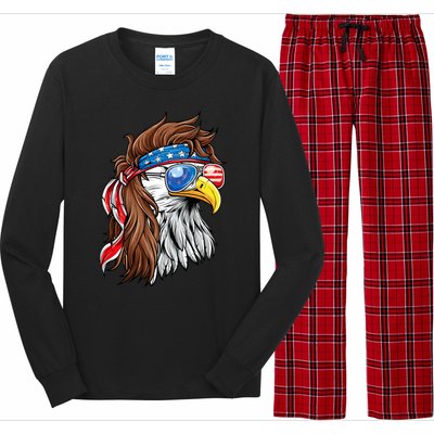 Patriotic Bald Eagle Mullet Usa American Flag 4th Of July Long Sleeve Pajama Set