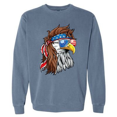 Patriotic Bald Eagle Mullet Usa American Flag 4th Of July Garment-Dyed Sweatshirt