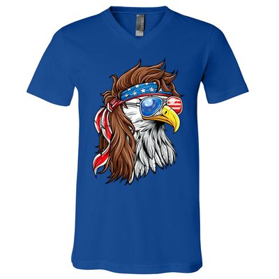Patriotic Bald Eagle Mullet Usa American Flag 4th Of July V-Neck T-Shirt