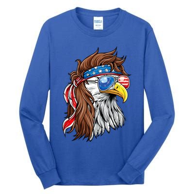 Patriotic Bald Eagle Mullet Usa American Flag 4th Of July Tall Long Sleeve T-Shirt
