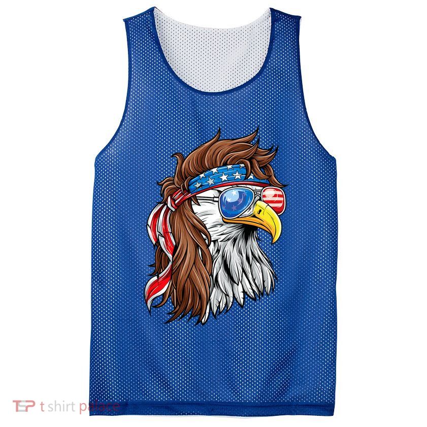Patriotic Bald Eagle Mullet Usa American Flag 4th Of July Mesh Reversible Basketball Jersey Tank