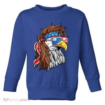 Patriotic Bald Eagle Mullet Usa American Flag 4th Of July Toddler Sweatshirt