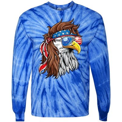 Patriotic Bald Eagle Mullet Usa American Flag 4th Of July Tie-Dye Long Sleeve Shirt