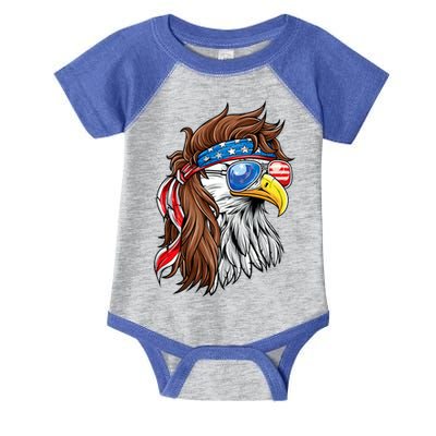 Patriotic Bald Eagle Mullet Usa American Flag 4th Of July Infant Baby Jersey Bodysuit