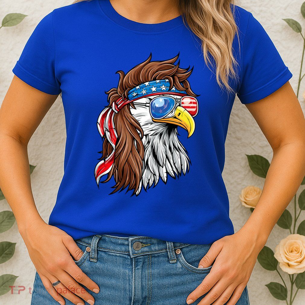Patriotic Bald Eagle Mullet Usa American Flag 4th Of July Womens T-Shirt