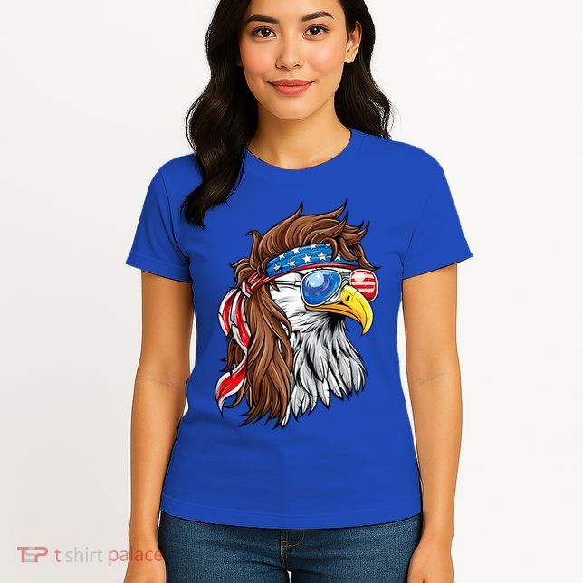 Patriotic Bald Eagle Mullet Usa American Flag 4th Of July Womens T-Shirt