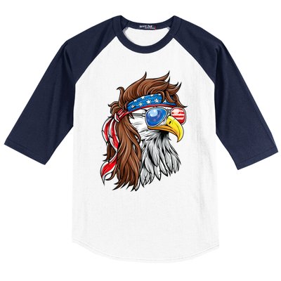 Patriotic Bald Eagle Mullet Usa American Flag 4th Of July Baseball Sleeve Shirt