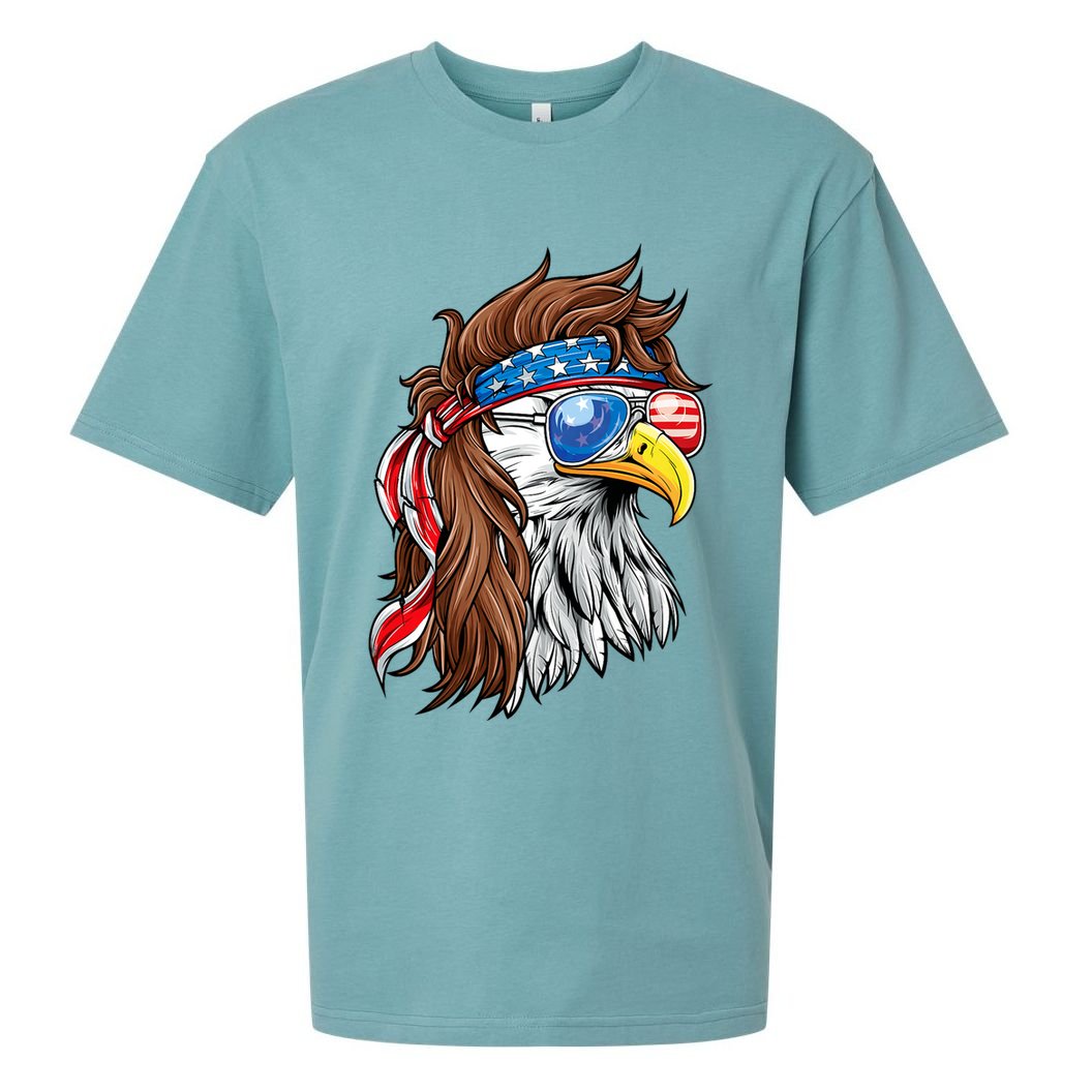 Patriotic Bald Eagle Mullet Usa American Flag 4th Of July Sueded Cloud Jersey T-Shirt