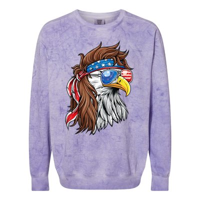 Patriotic Bald Eagle Mullet Usa American Flag 4th Of July Cool Gift Colorblast Crewneck Sweatshirt