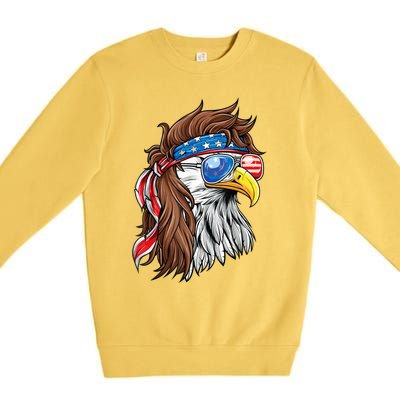 Patriotic Bald Eagle Mullet Usa American Flag 4th Of July Cool Gift Premium Crewneck Sweatshirt