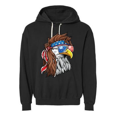 Patriotic Bald Eagle Mullet Usa American Flag 4th Of July Cool Gift Garment-Dyed Fleece Hoodie