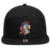Patriotic Bald Eagle Mullet Usa American Flag 4th Of July Cool Gift 7 Panel Mesh Trucker Snapback Hat