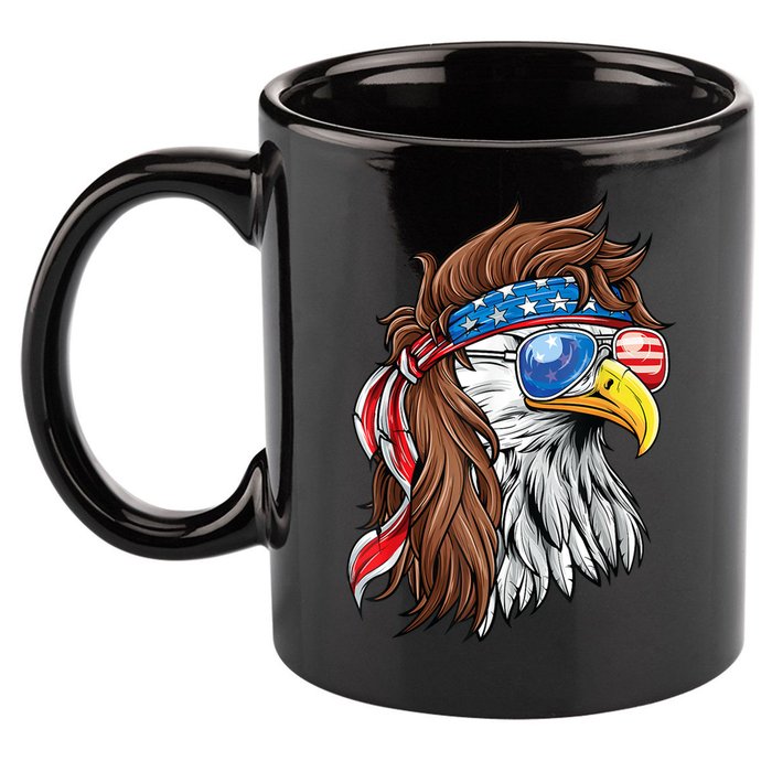 Patriotic Bald Eagle Mullet Usa American Flag 4th Of July Cool Gift 11oz C Handle Ceramic Mug
