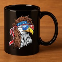 Patriotic Bald Eagle Mullet Usa American Flag 4th Of July Cool Gift 11oz C Handle Ceramic Mug