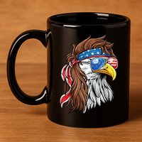 Patriotic Bald Eagle Mullet Usa American Flag 4th Of July Cool Gift 11oz C Handle Ceramic Mug