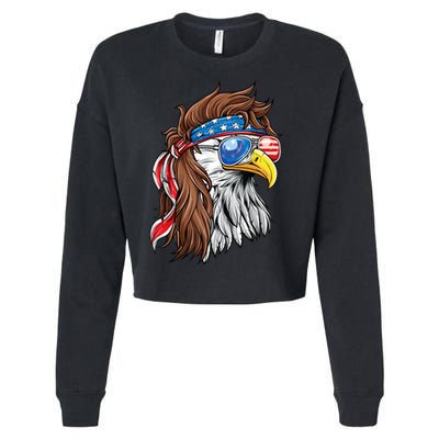 Patriotic Bald Eagle Mullet Usa American Flag 4th Of July Cool Gift Cropped Pullover Crew