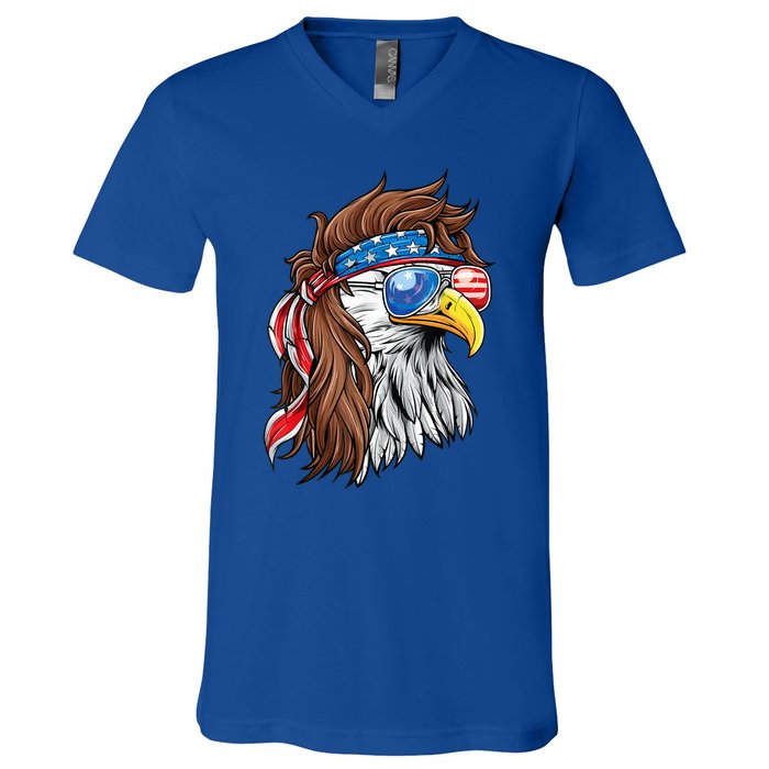 Patriotic Bald Eagle Mullet Usa American Flag 4th Of July Cool Gift V-Neck T-Shirt