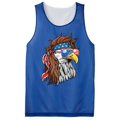 Patriotic Bald Eagle Mullet Usa American Flag 4th Of July Cool Gift Mesh Reversible Basketball Jersey Tank