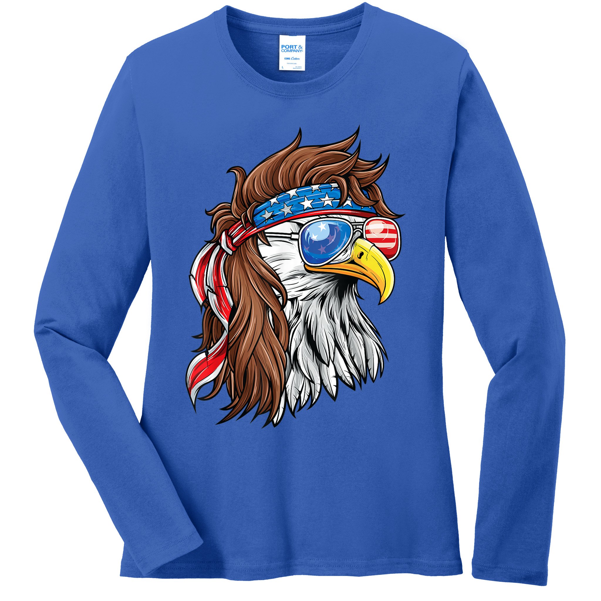 Patriotic Bald Eagle Mullet Usa American Flag 4th Of July Cool Gift Ladies Long Sleeve Shirt