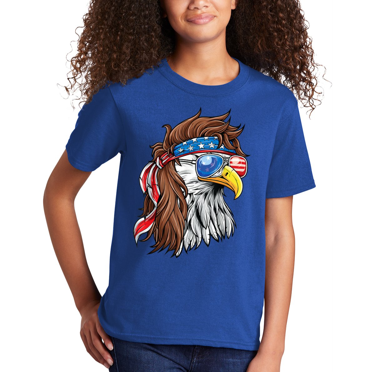 Patriotic Bald Eagle Mullet Usa American Flag 4th Of July Cool Gift Kids T-Shirt