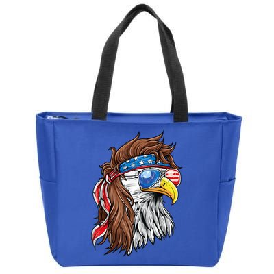 Patriotic Bald Eagle Mullet Usa American Flag 4th Of July Cool Gift Zip Tote Bag