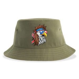 Patriotic Bald Eagle Mullet Usa American Flag 4th Of July Cool Gift Sustainable Bucket Hat