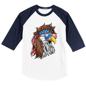 Patriotic Bald Eagle Mullet Usa American Flag 4th Of July Cool Gift Baseball Sleeve Shirt