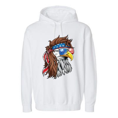 Patriotic Bald Eagle Mullet Usa American Flag 4th Of July Cool Gift Garment-Dyed Fleece Hoodie