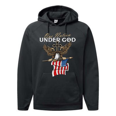 Patriotic Bald Eagle Usa American Flag 4th Of July Fourth Performance Fleece Hoodie