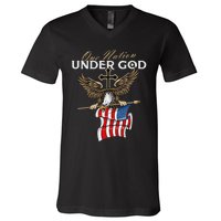 Patriotic Bald Eagle Usa American Flag 4th Of July Fourth V-Neck T-Shirt