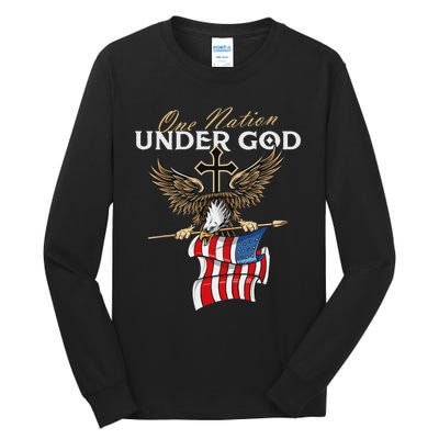 Patriotic Bald Eagle Usa American Flag 4th Of July Fourth Tall Long Sleeve T-Shirt