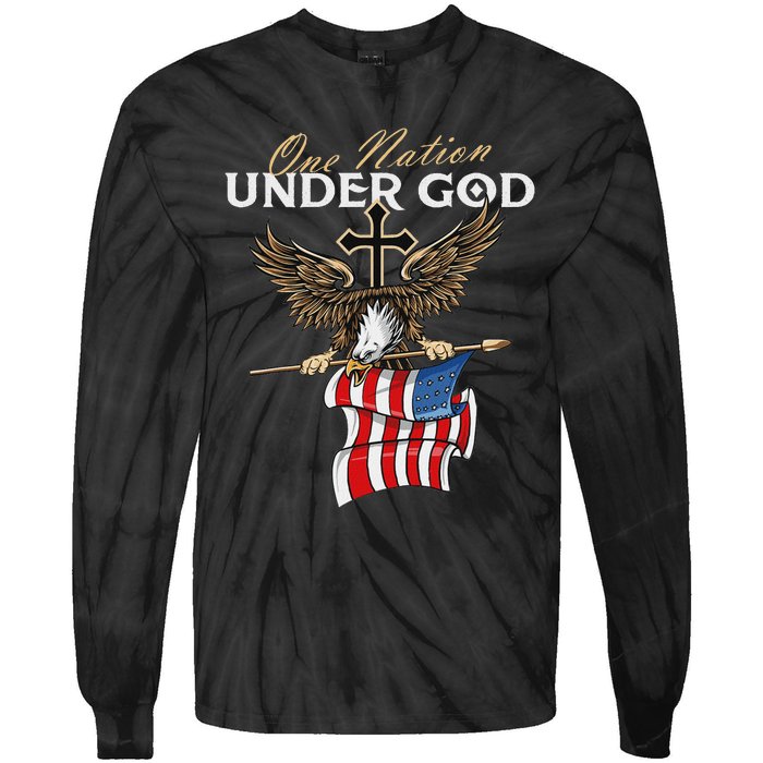 Patriotic Bald Eagle Usa American Flag 4th Of July Fourth Tie-Dye Long Sleeve Shirt