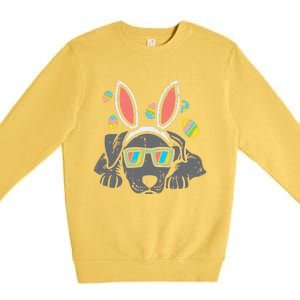 Pitbull Bunny Ears Glasses Easter Eggs Cute Dog Owner Lover Premium Crewneck Sweatshirt