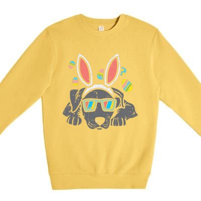 Pitbull Bunny Ears Glasses Easter Eggs Cute Dog Owner Lover Premium Crewneck Sweatshirt