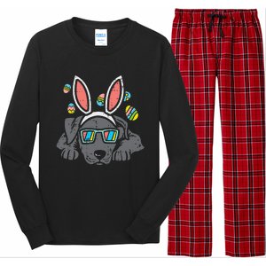 Pitbull Bunny Ears Glasses Easter Eggs Cute Dog Owner Lover Long Sleeve Pajama Set