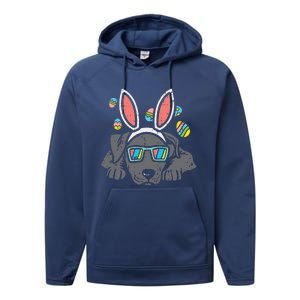 Pitbull Bunny Ears Glasses Easter Eggs Cute Dog Owner Lover Performance Fleece Hoodie