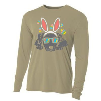 Pitbull Bunny Ears Glasses Easter Eggs Cute Dog Owner Lover Cooling Performance Long Sleeve Crew