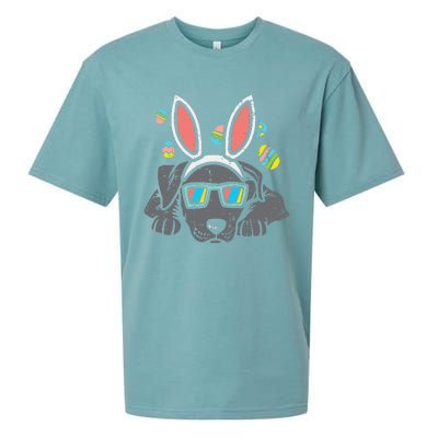 Pitbull Bunny Ears Glasses Easter Eggs Cute Dog Owner Lover Sueded Cloud Jersey T-Shirt