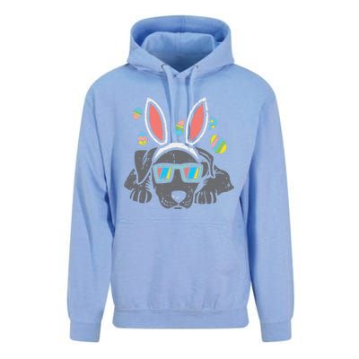 Pitbull Bunny Ears Glasses Easter Eggs Cute Dog Owner Lover Unisex Surf Hoodie